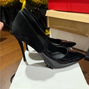 ALDO Elegant Half Suede and Half Patent Leather Black Stiletto Heels